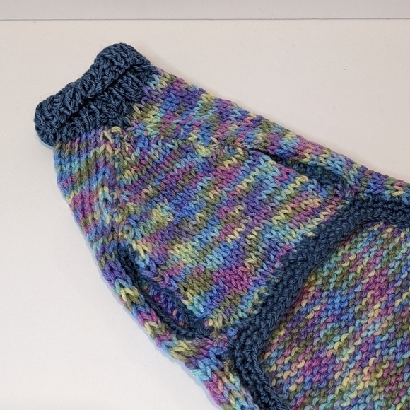 HANDMADE hand knit multicolour dog sweater medium - Picture 4 of 5